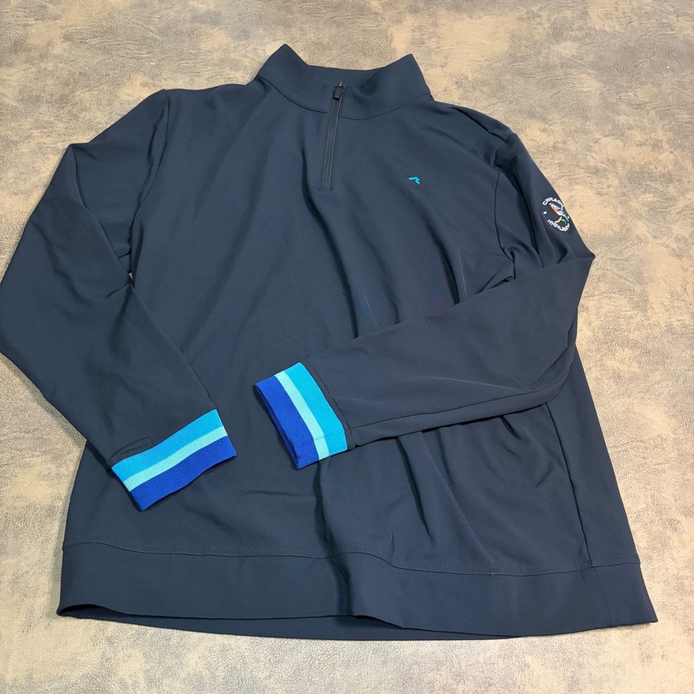 Redvanly Quarter Zip Pullover Mens Medium Navy Blue Chicago Highlands Golf Logo